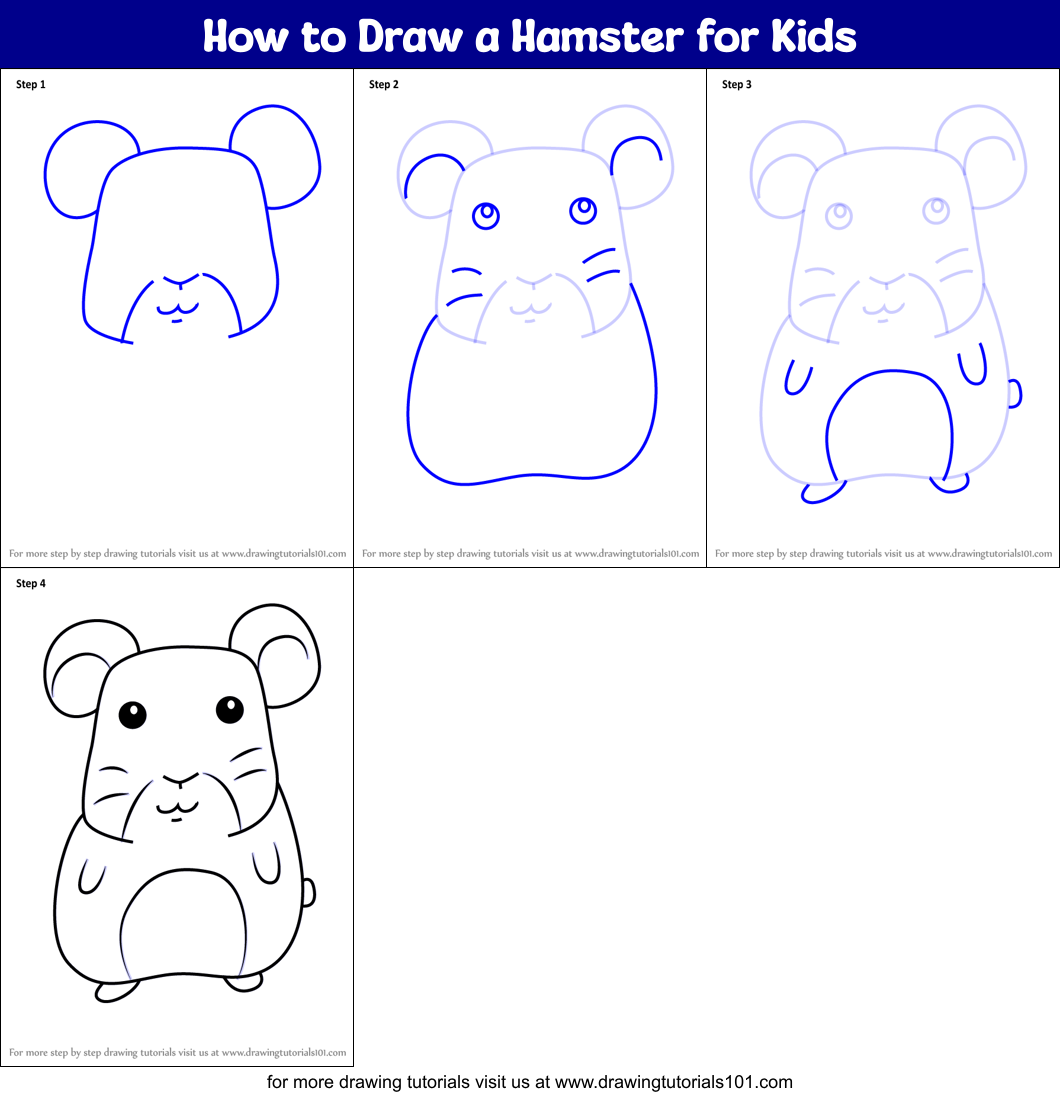 How to Draw a Hamster for Kids printable step by step drawing sheet