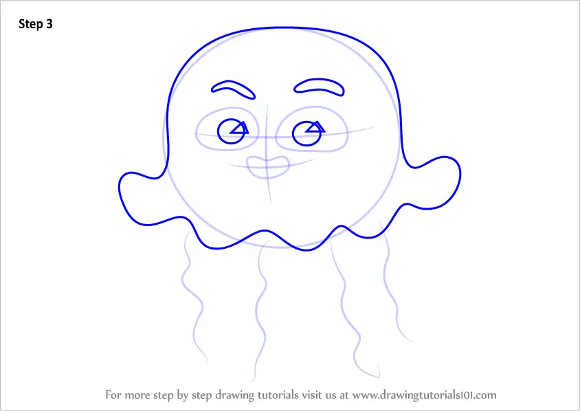 Step by Step How to Draw Jellyfish for Kids : DrawingTutorials101.com