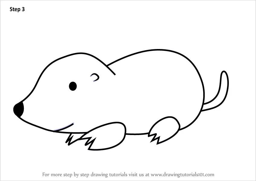 Learn How to Draw a Mole for Kids (Animals for Kids) Step by Step