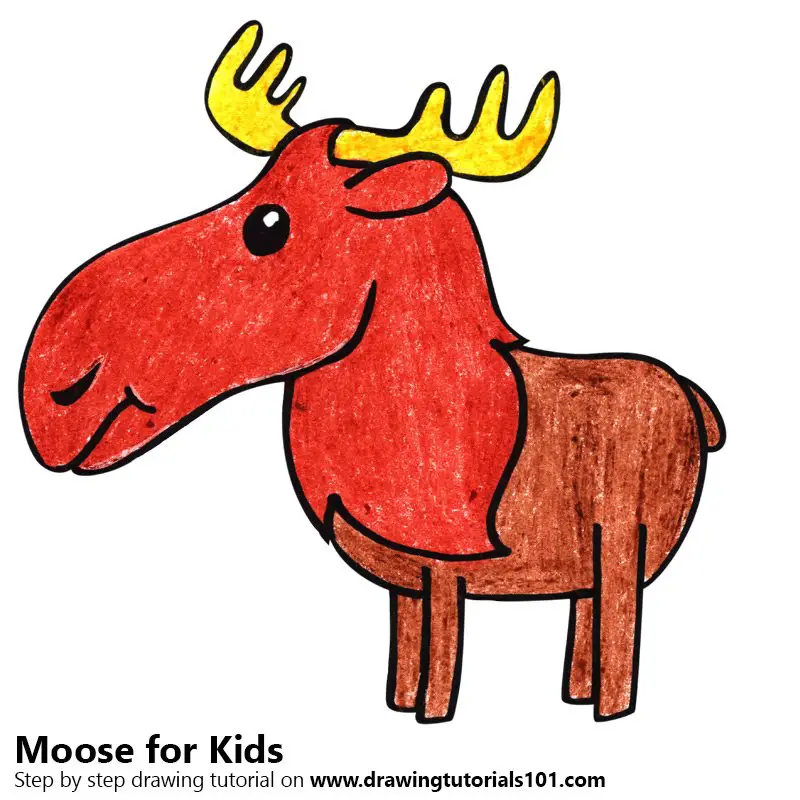 Learn How to Draw a Moose for Kids (Animals for Kids) Step by Step