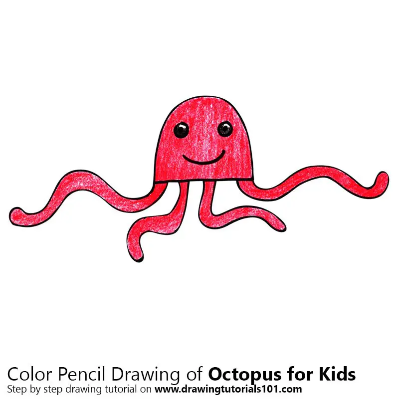 Octopus for Kids Color Pencil Drawing