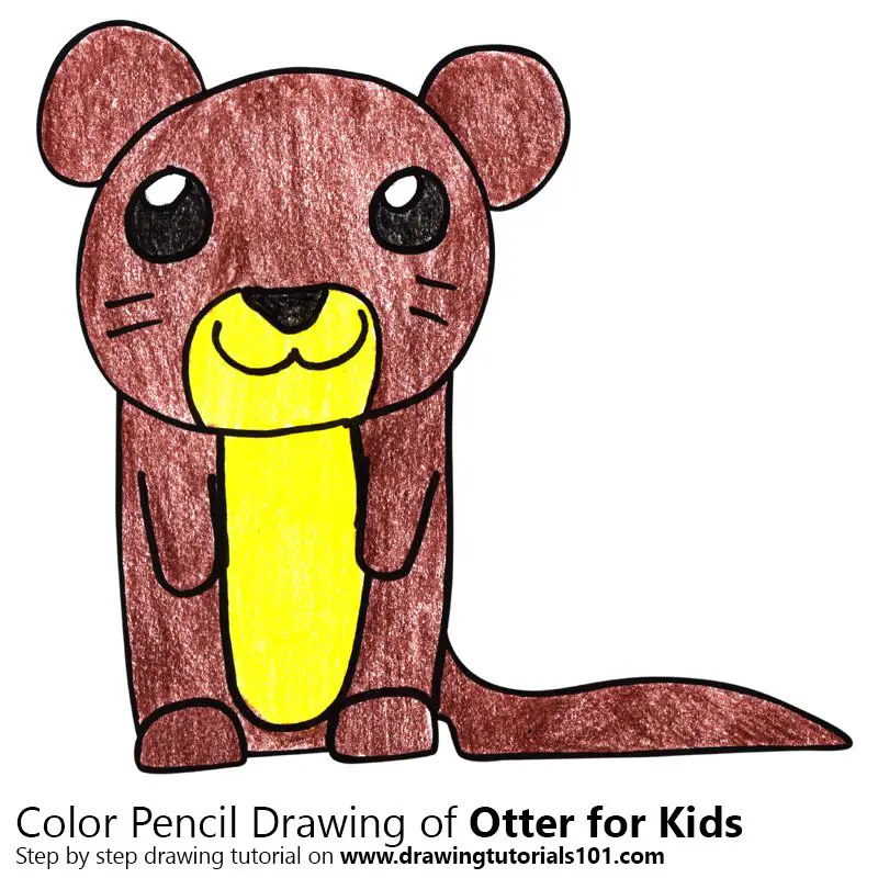 Otter for Kids Color Pencil Drawing