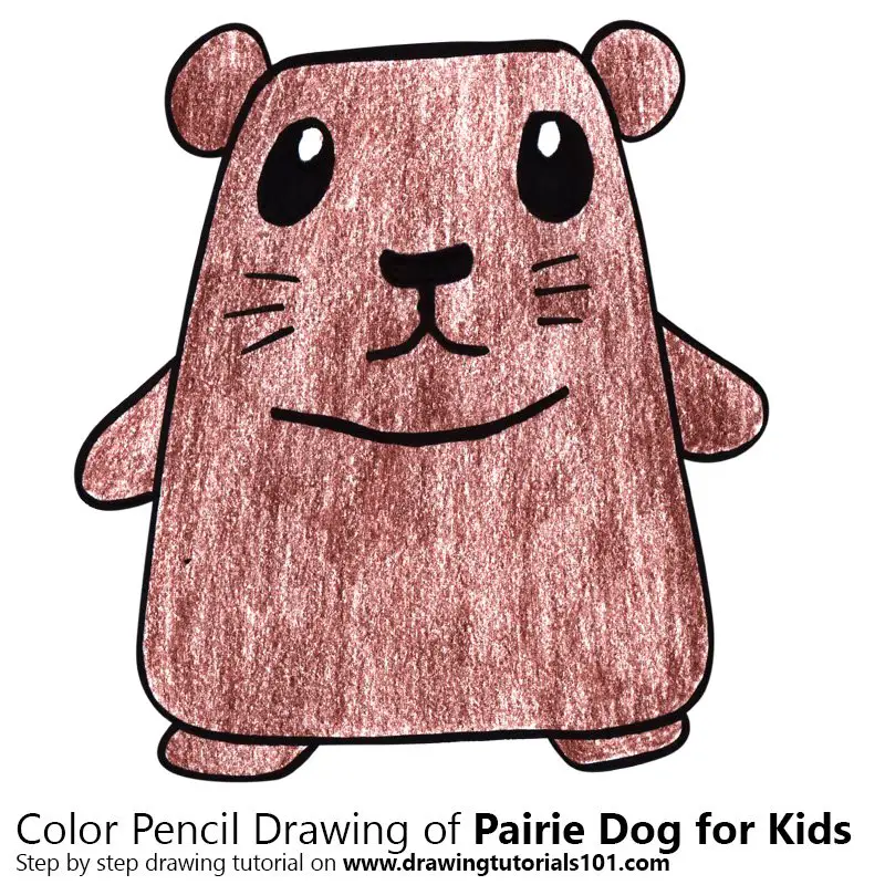 Pairie Dog for Kids Color Pencil Drawing