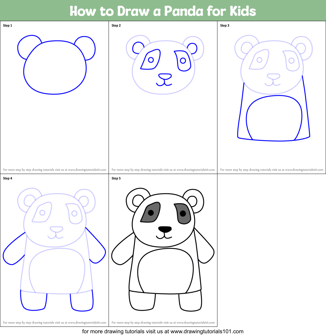 How to Draw a Panda for Kids printable step by step drawing sheet ...