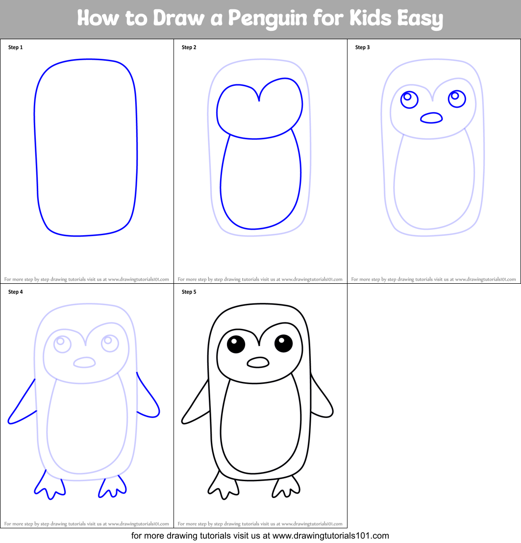 How to Draw a Penguin for Kids Easy printable step by step drawing ...