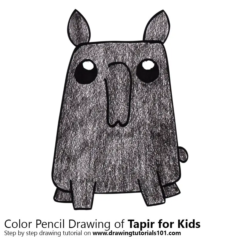Tapir for Kids Color Pencil Drawing