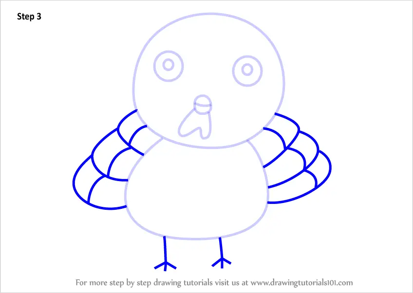 Step by Step How to Draw a Turkey for Kids