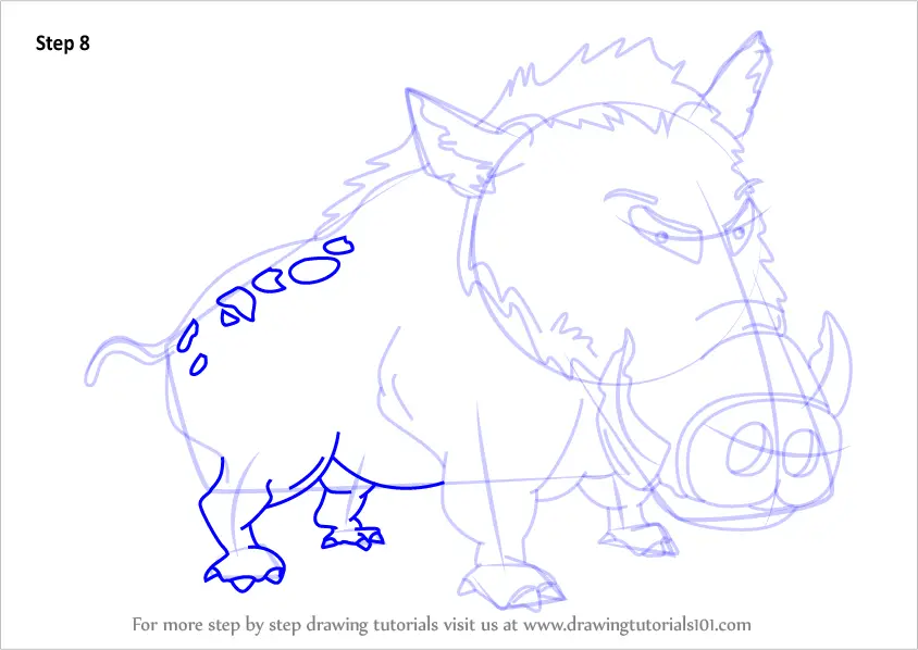 Learn How to Draw Wild Boar for Kids (Animals for Kids) Step by Step