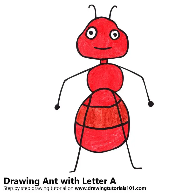 Ant from Letter A Color Pencil Drawing