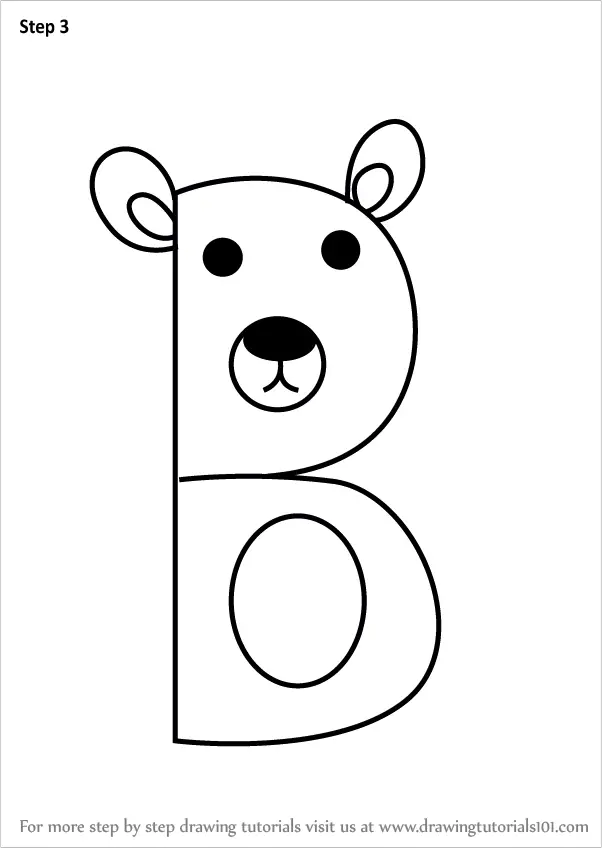 Learn How to Draw a Bear from Letter B (Animals with Letters) Step by ...