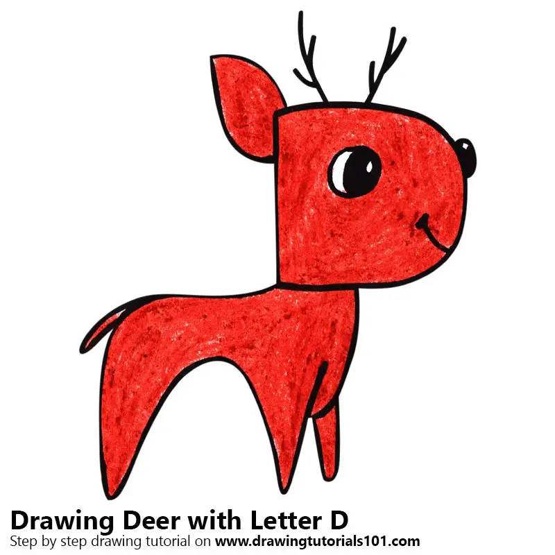 Deer from Letter D Color Pencil Drawing