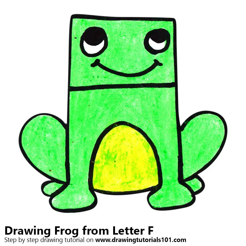 Frog from Letter F Color Pencil Drawing