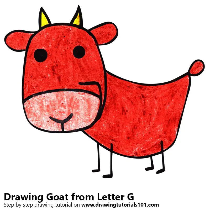 Goat from Letter G Color Pencil Drawing