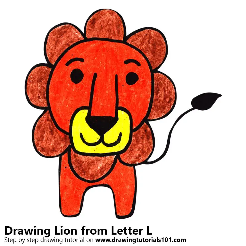 Learn How to Draw a Lion from Letter L (Animals with Letters) Step by Step  : Drawing Tutorials