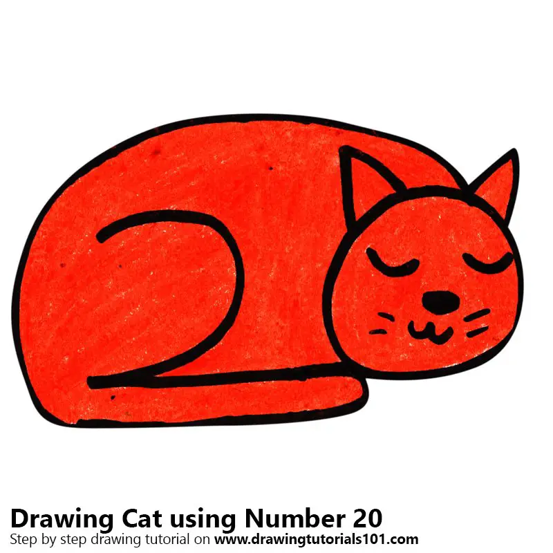 Cat using Number 20 Color Pencil Drawing