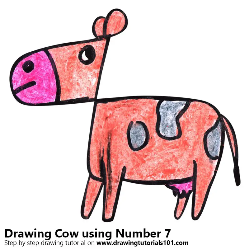 Cow using Number 7 Color Pencil Drawing