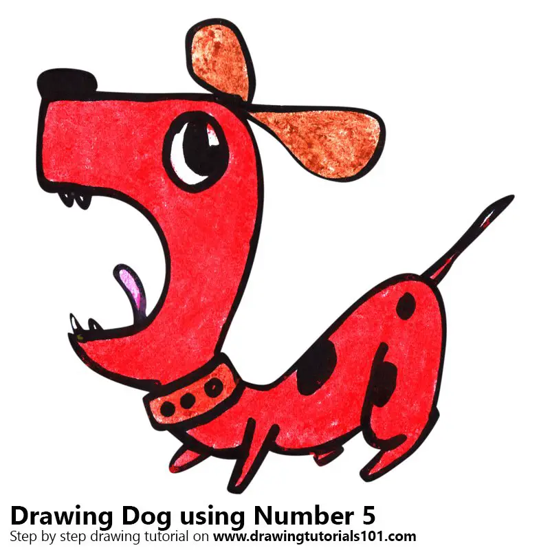 Dog using Number 5 Color Pencil Drawing