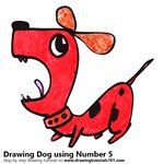 How to Draw a Dog using Number 5