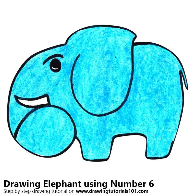 Elephant using Number 6 Color Pencil Drawing