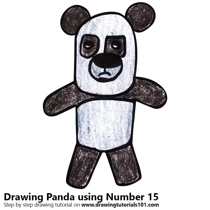 Panda using Number 15 Color Pencil Drawing