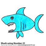 How to Draw a Shark using Number 21