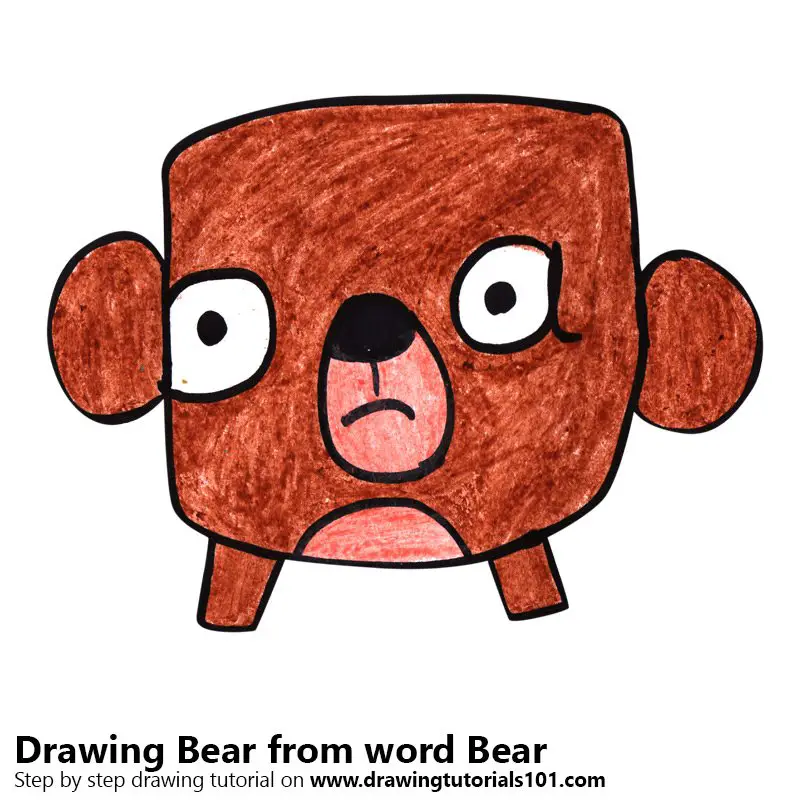 Bear from word Bear Color Pencil Drawing