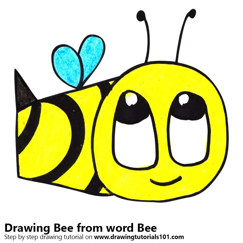 Bee from word Bee Color Pencil Drawing