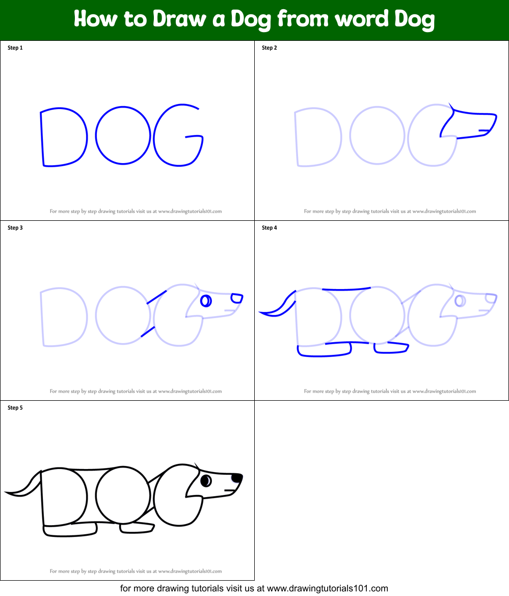How to Draw a Dog from word Dog printable step by step drawing sheet ...
