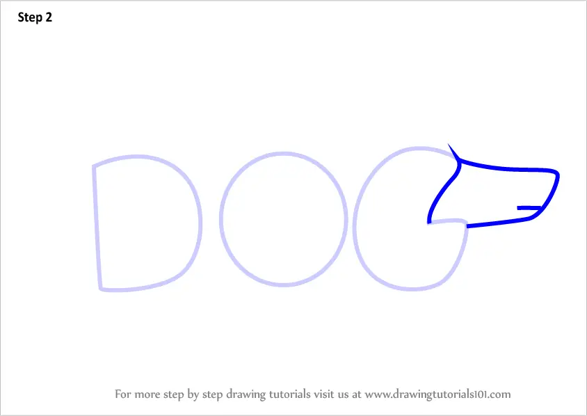 How to Draw a Dog from word Dog (Animals with their Names) Step by Step