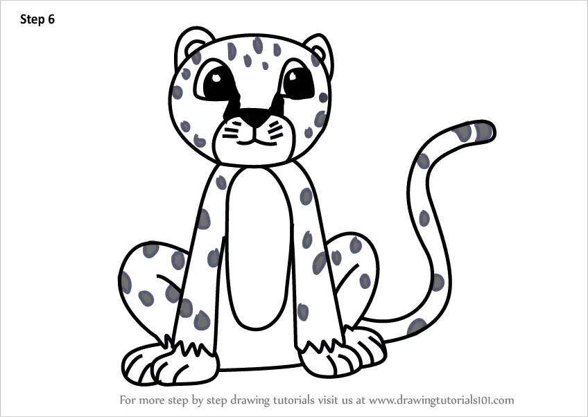 Step by Step How to Draw a Cartoon Cheetah : 