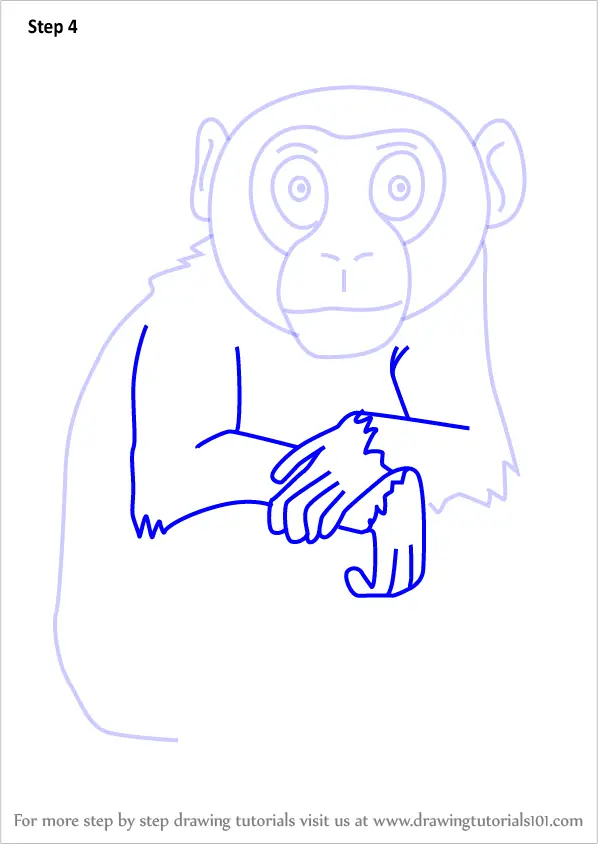 Learn How to Draw a Cartoon Chimpanzee (Cartoon Animals) Step by Step