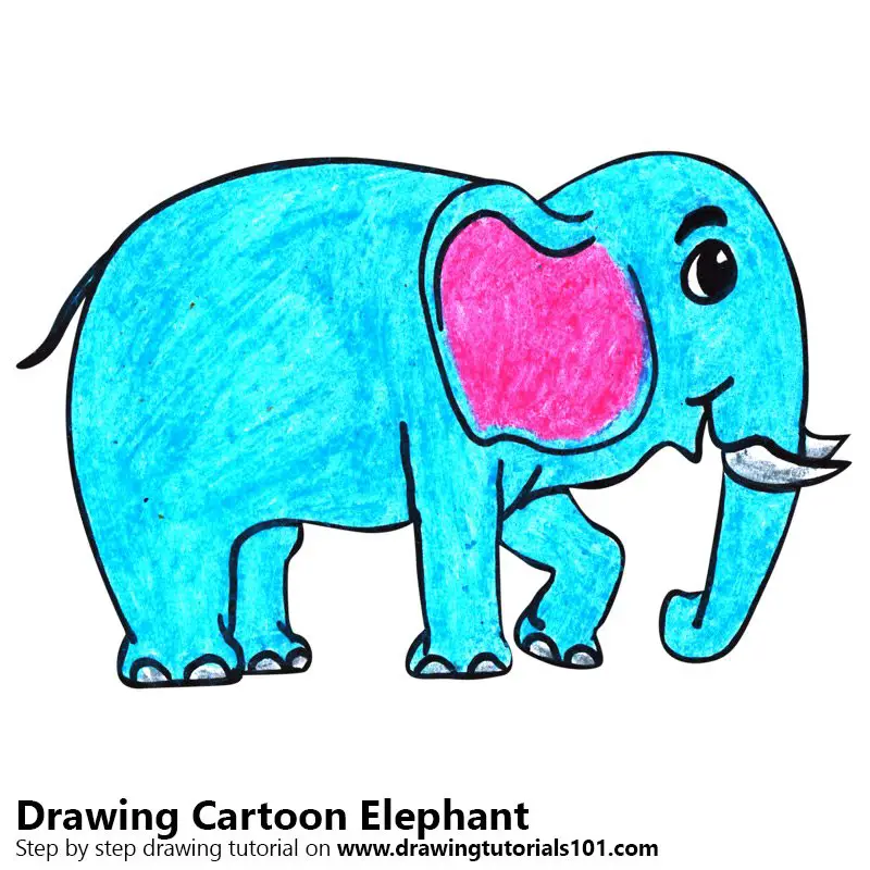 Learn How to Draw a Cartoon Elephant (Cartoon Animals) Step by Step