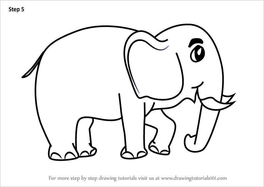 Learn How to Draw a Cartoon Elephant (Cartoon Animals) Step by Step :  Drawing Tutorials