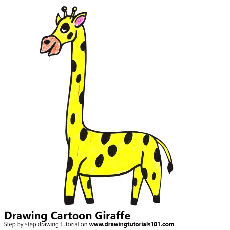 Cartoon Giraffe Color Pencil Drawing