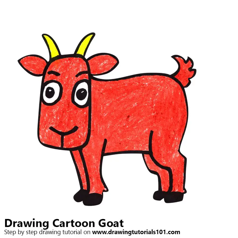 Cartoon Goat Color Pencil Drawing