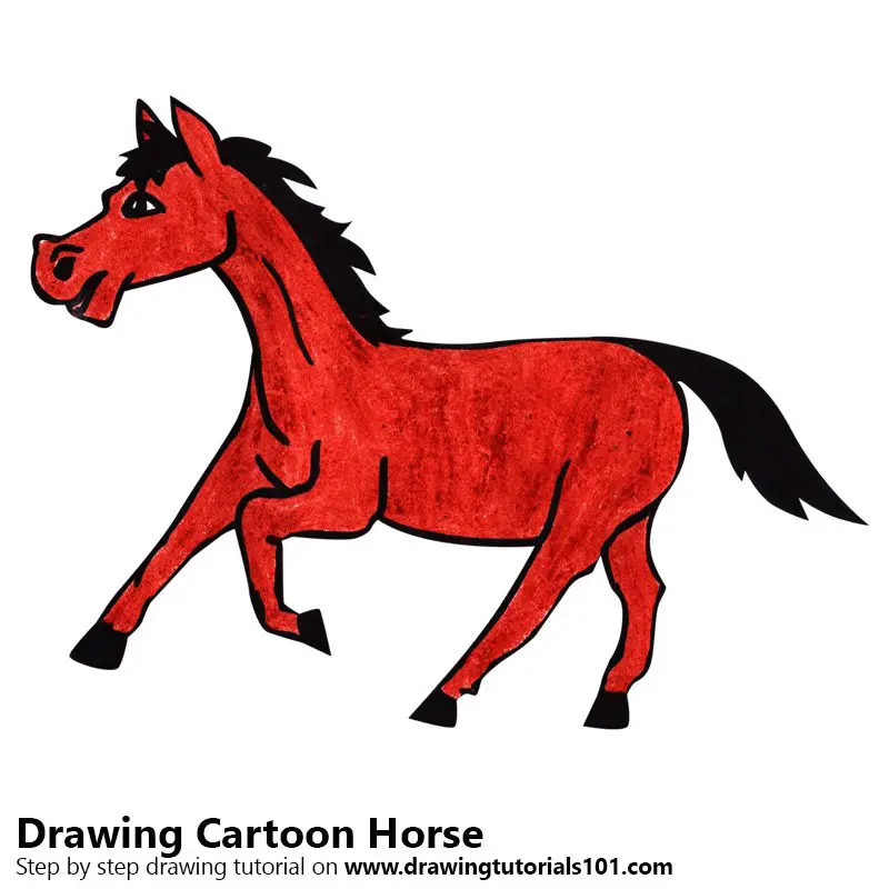 Cartoon Horse Color Pencil Drawing