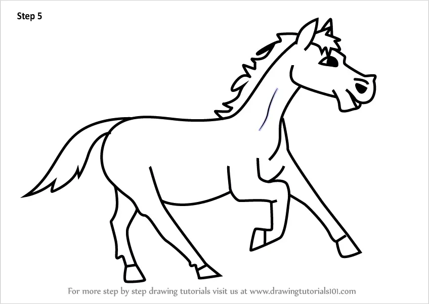Learn How to Draw a Cartoon Horse (Cartoon Animals) Step by Step : Drawing  Tutorials