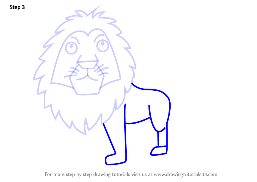 Learn How to Draw a Cartoon Lion (Cartoon Animals) Step by Step