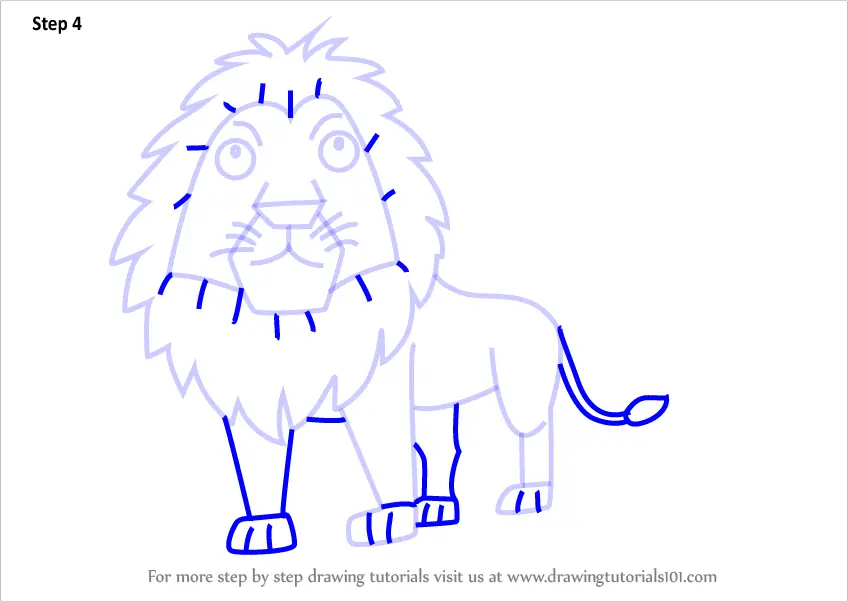 Learn How to Draw a Cartoon Lion (Cartoon Animals) Step by Step