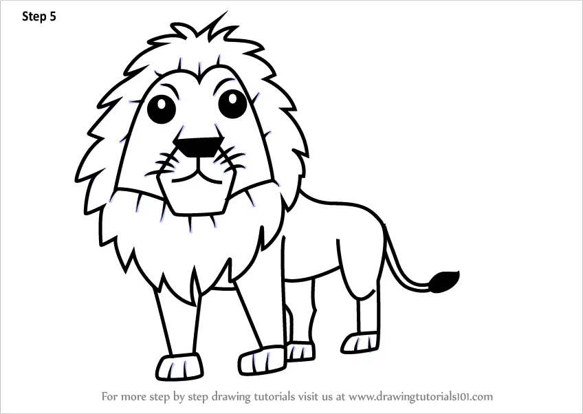 Step by Step How to Draw a Cartoon Lion : 