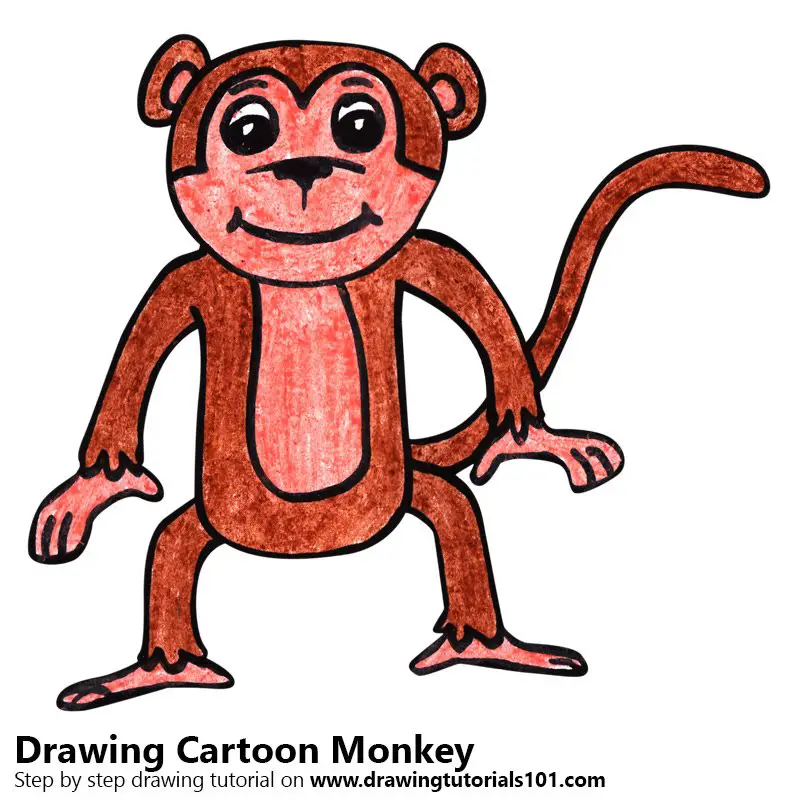 Cartoon Monkey Color Pencil Drawing