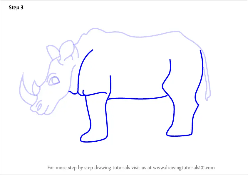 Learn How to Draw a Cartoon Rhinoceros Cartoon Animals Step by Step 