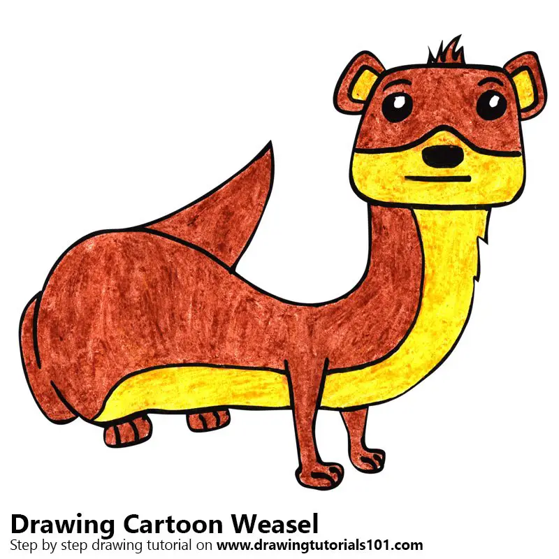 Cartoon Weasel Color Pencil Drawing