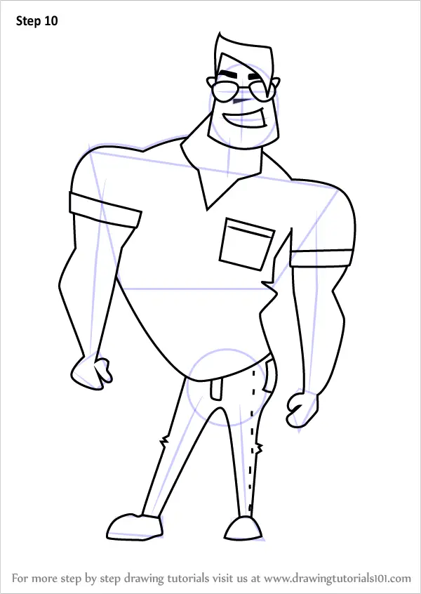 Step by Step How to Draw a Funny Cartoon Man : 