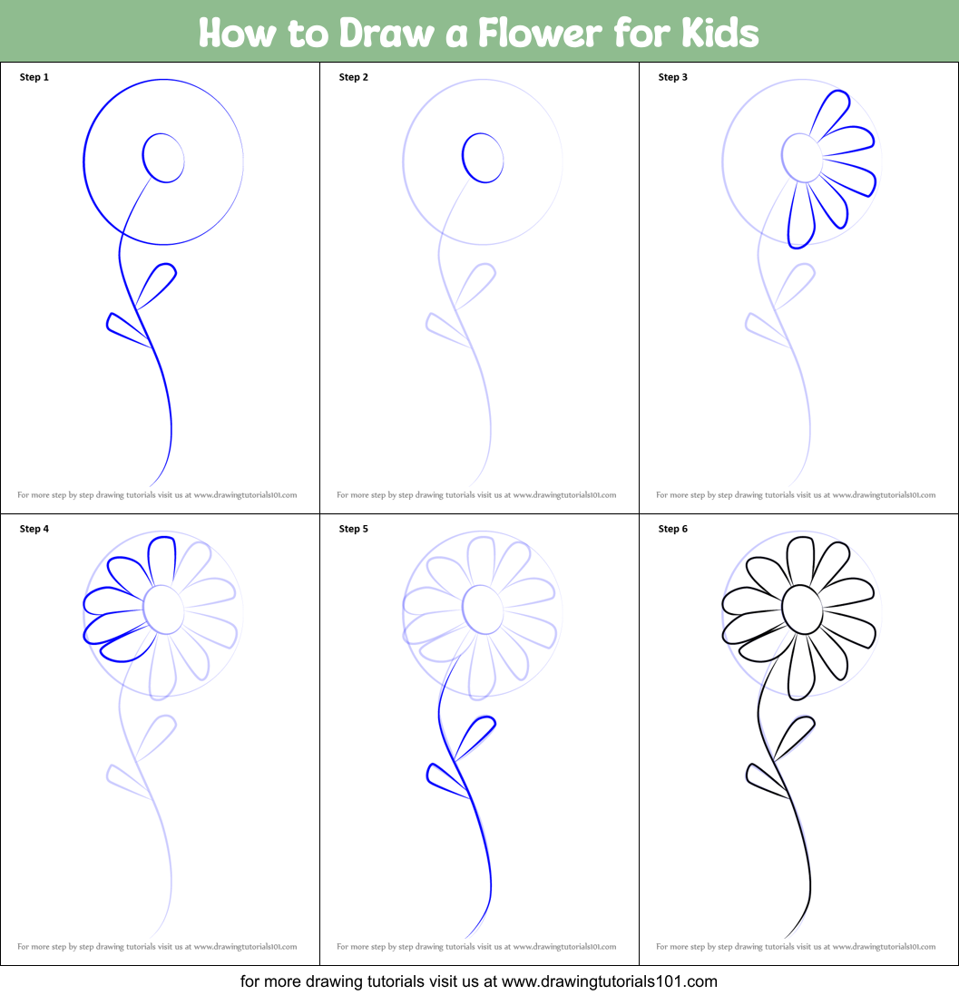 how to draw easy flowers step by step for kids