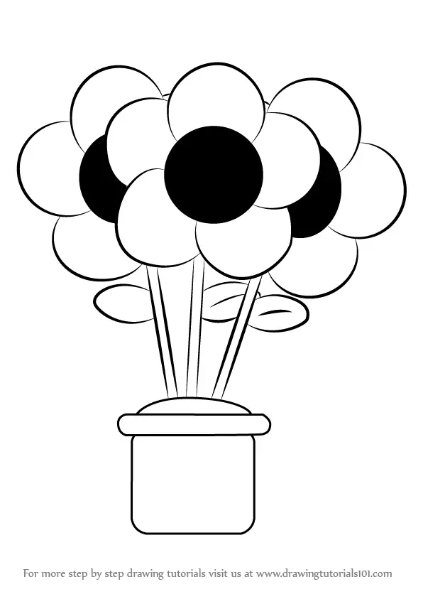 Learn How to Draw a Flower Pot (Flowers) Step by Step : Drawing Tutorials