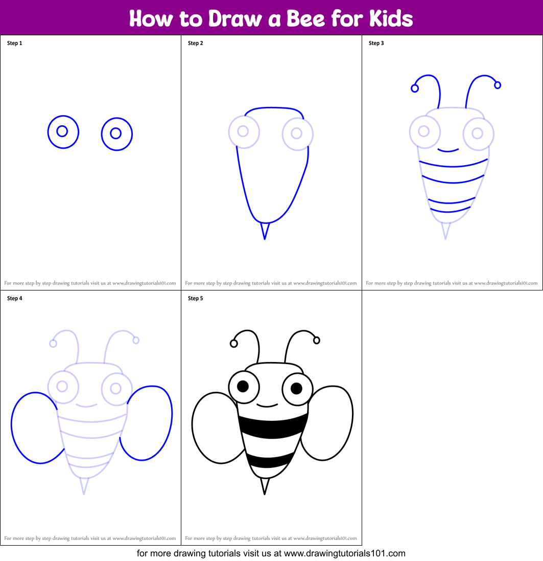 How to Draw a Bee for Kids printable step by step drawing sheet ...
