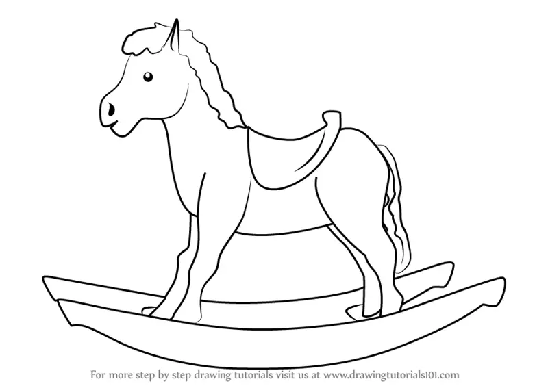 Learn How to Draw Rocking Horse (Objects) Step by Step Drawing Tutorials