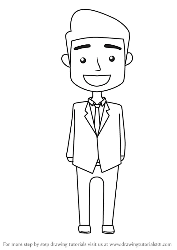 Learn How to Draw a Business Man for Kids (People for Kids) Step by ...