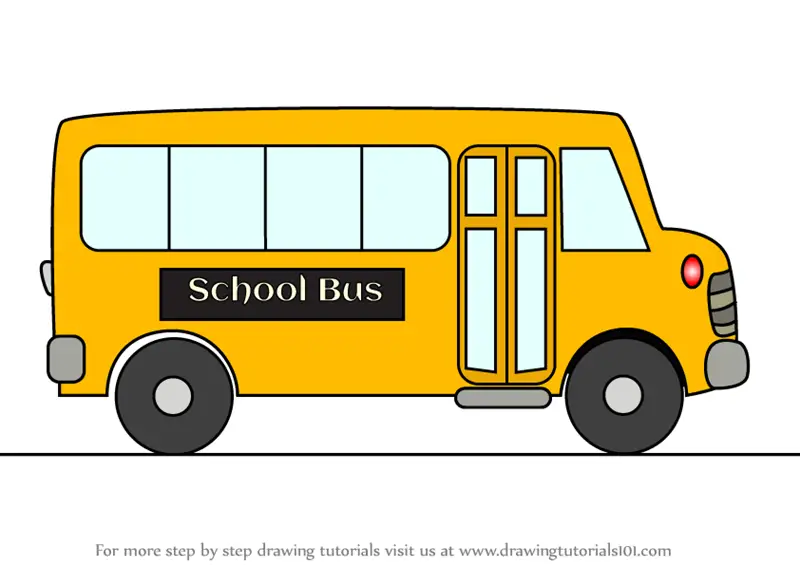 Learn How to Draw Cartoon School Bus (Vehicles) Step by Step Drawing